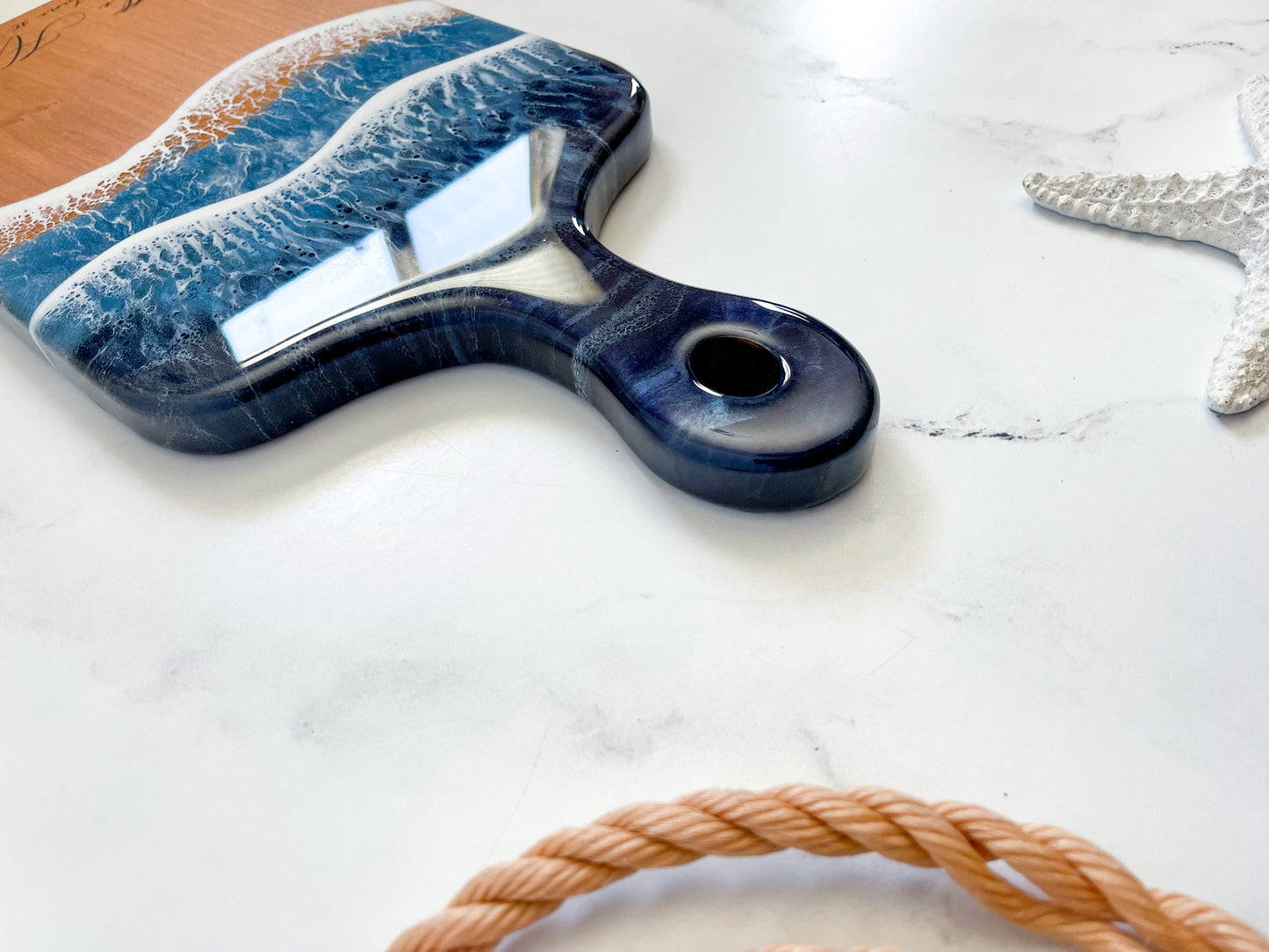 Cherry Ocean Charcuterie Board with Handle