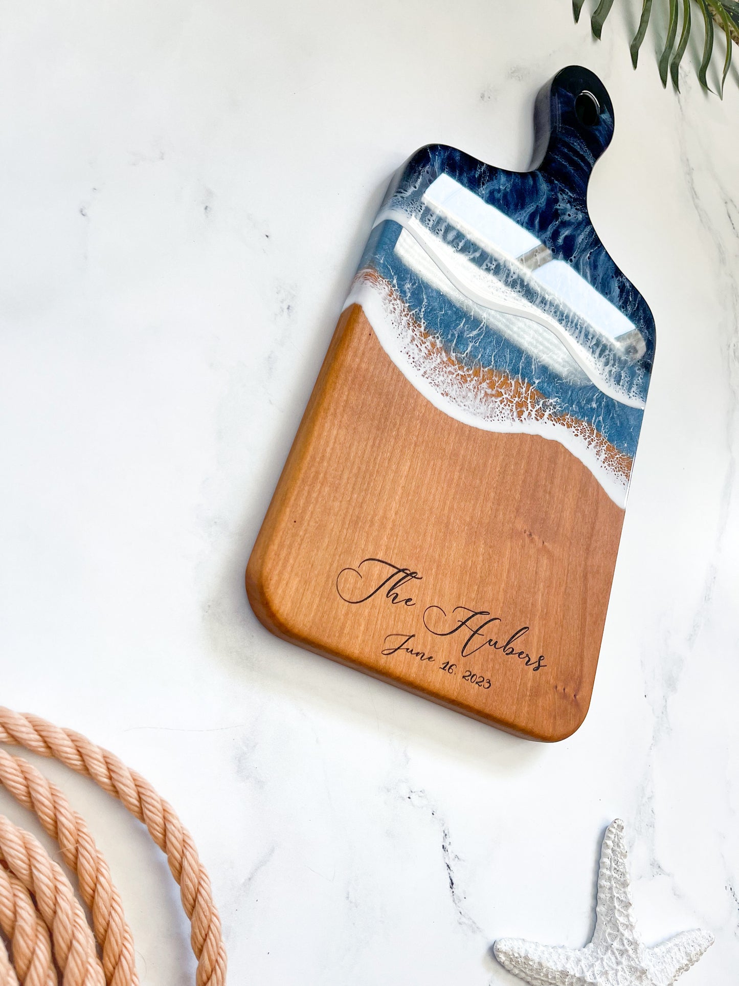 Cherry Ocean Charcuterie Board with Handle