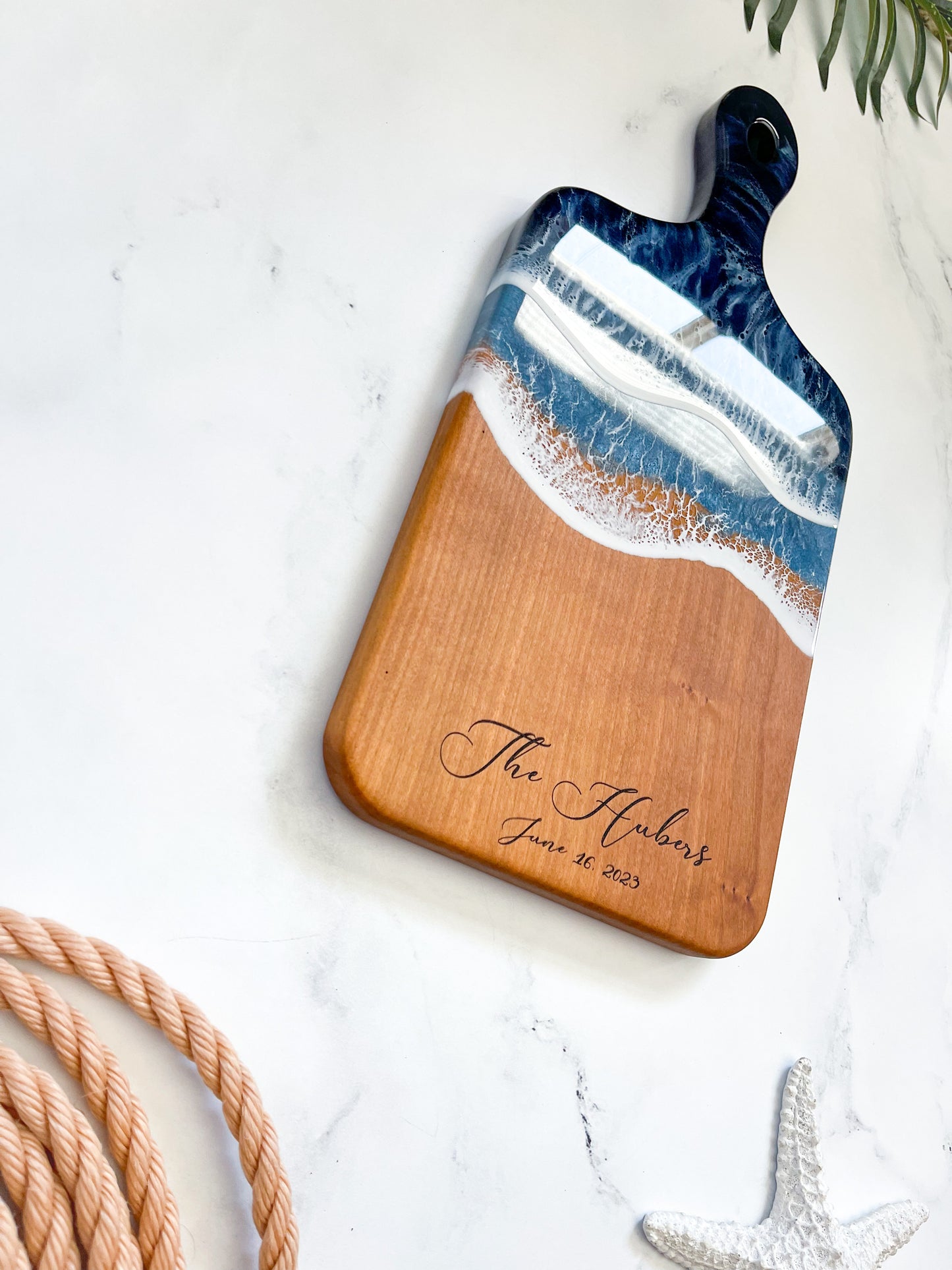 Cherry Ocean Charcuterie Board with Handle