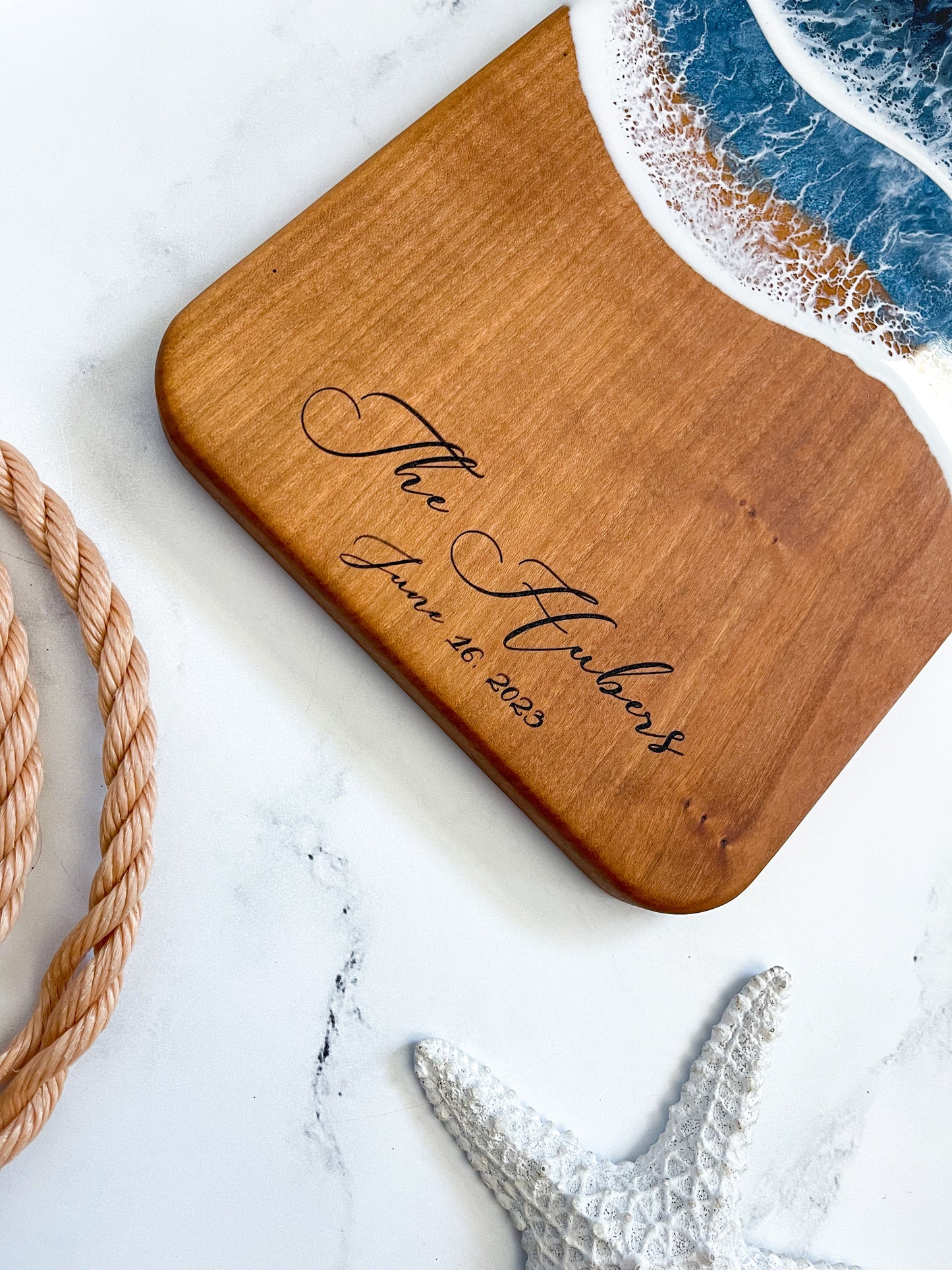 Cherry Ocean Charcuterie Board with Handle