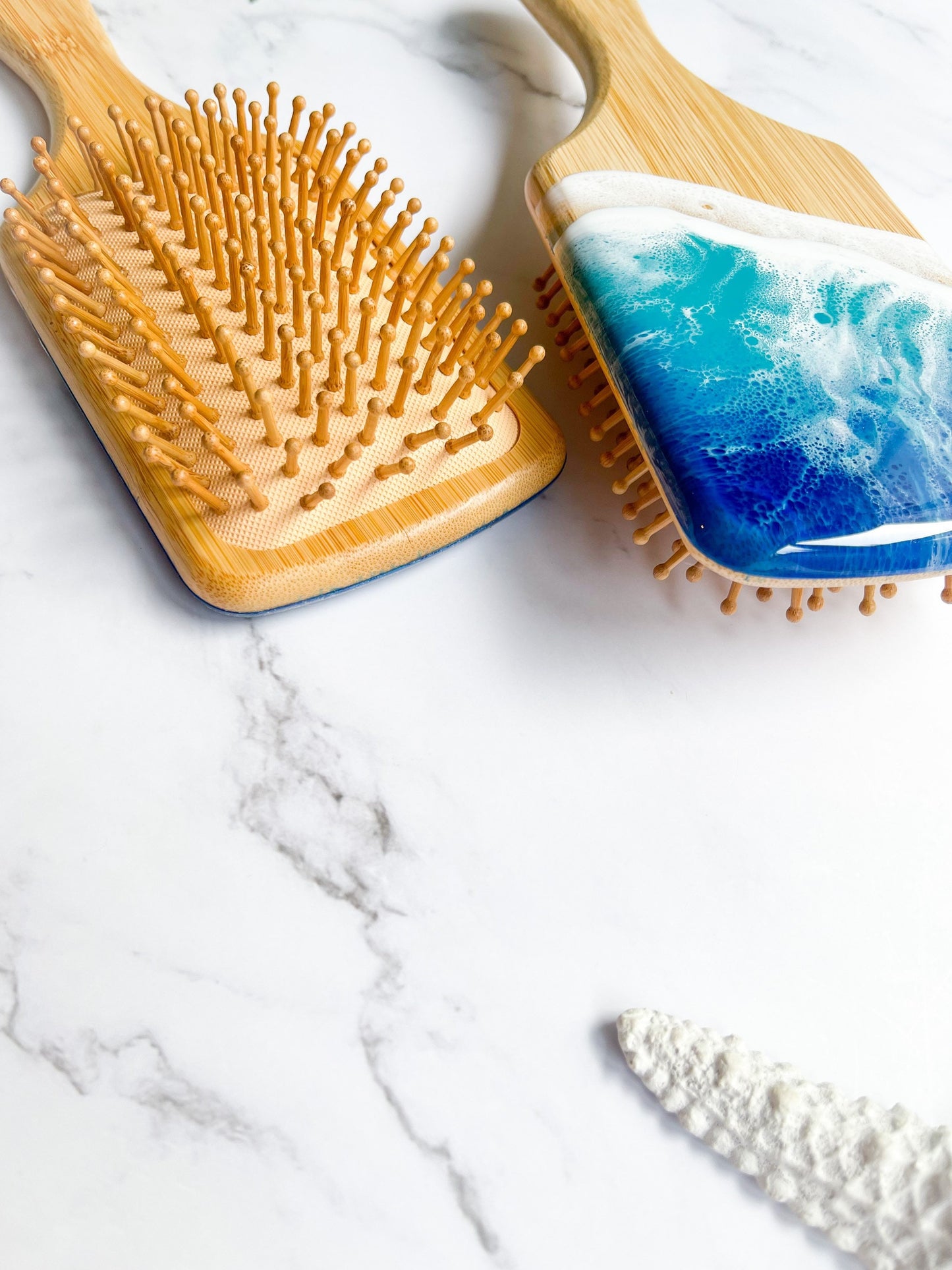 Organic Bamboo Beach Resin Art Paddle Brush