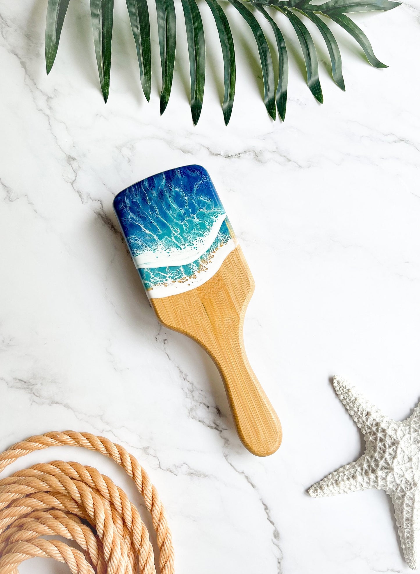 Organic Bamboo Beach Resin Art Paddle Brush