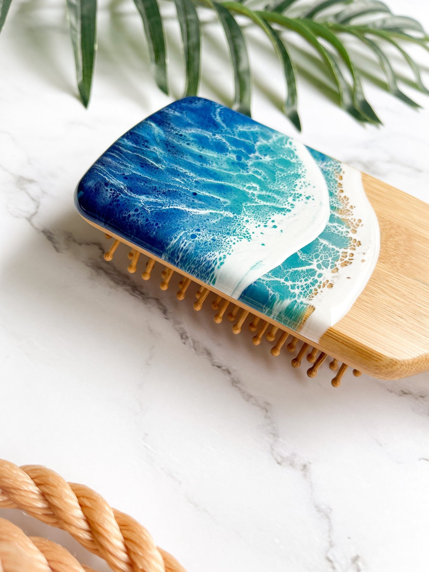 Organic Bamboo Beach Resin Art Paddle Brush