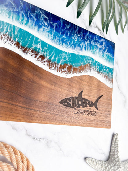 Shark Ocean Walnut Charcuterie Board