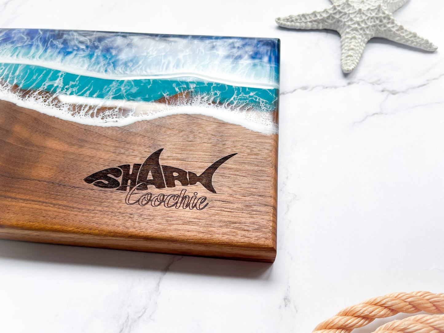 Shark Ocean Walnut Charcuterie Board