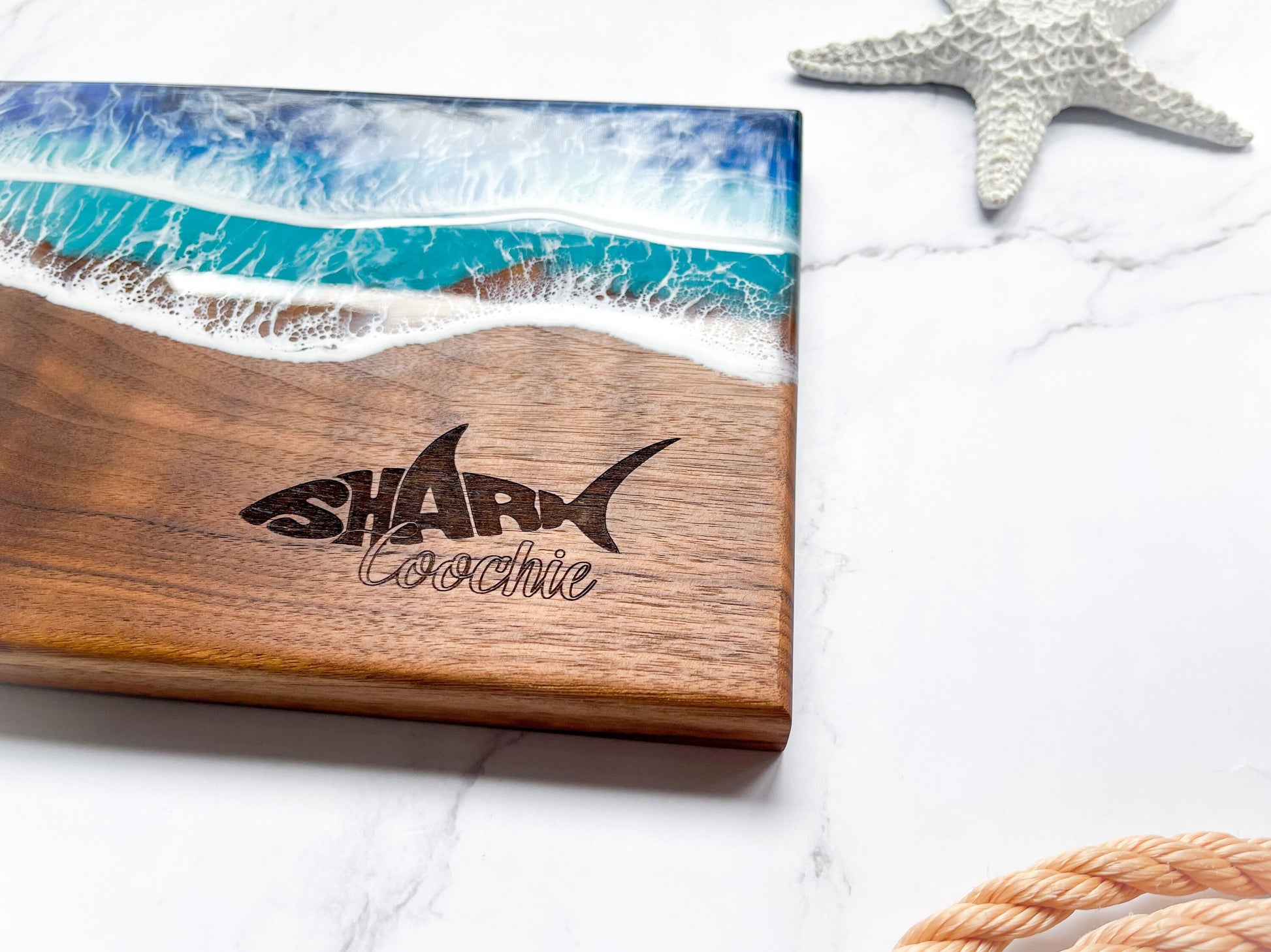 Walnut Shark Bite Surfboard – Coral Way Designs