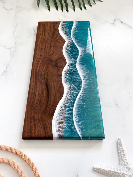 Mermaid Turquoise Walnut Ocean Charcuterie Board