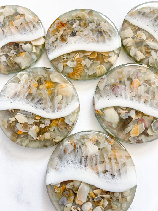 Crushed Sea Shell Coasters