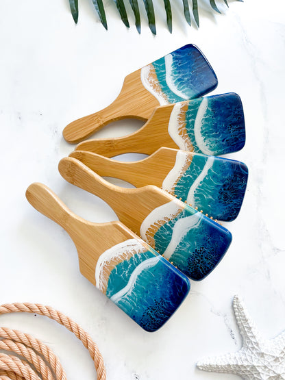 Organic Bamboo Beach Resin Art Paddle Brush