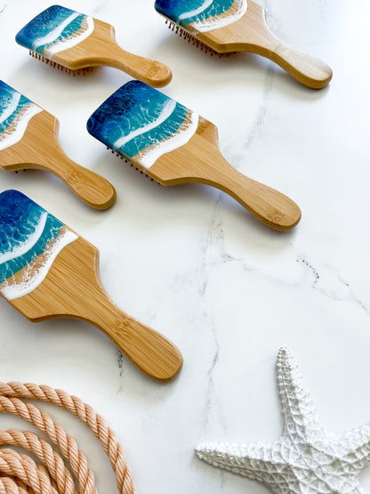 Organic Bamboo Beach Resin Art Paddle Brush