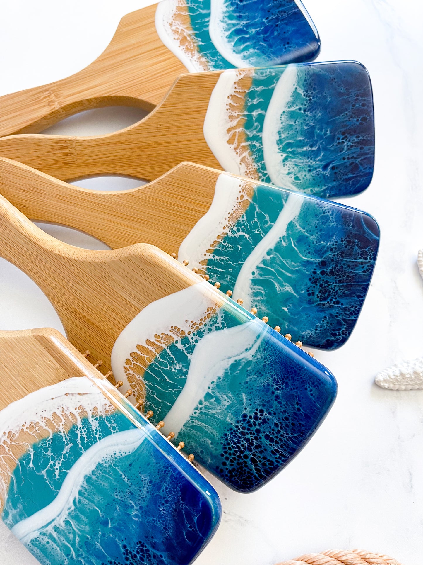 Organic Bamboo Beach Resin Art Paddle Brush