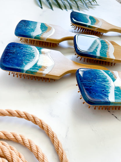 Organic Bamboo Beach Resin Art Paddle Brush